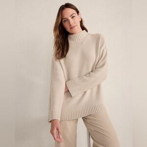 Cotton Blend Mockneck Sweater